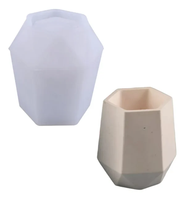 Mini florero facetado de cemento – 5,8 cm